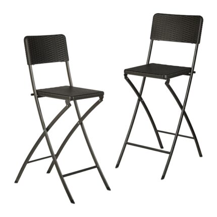 Set 2 scaune de bar pliabil BASTIAN, negru, 115cm x 44cm x 63 cm, Relaxdays