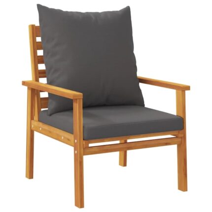 Set scaune de gradina vidaXL, 2 buc., cu perna, lemn masiv de acacia, 20.8 Kg
