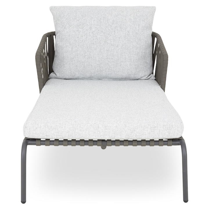 Sezlong gradina/terasa, Maison Mex MILANO, 82 x 160 x 70cm, gri/alb