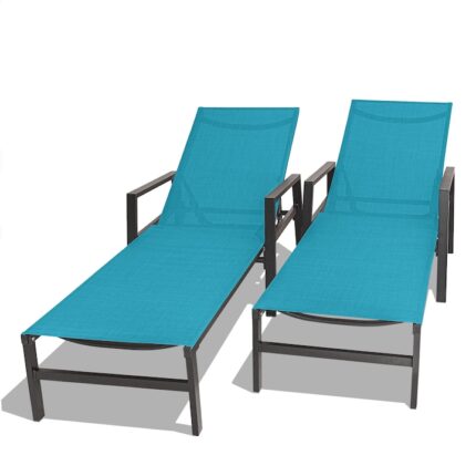 Set 2 scaune, Frankystar, Aluminiu/Textil, 5 nivele, 92 x 53 x 192, Turcoaz