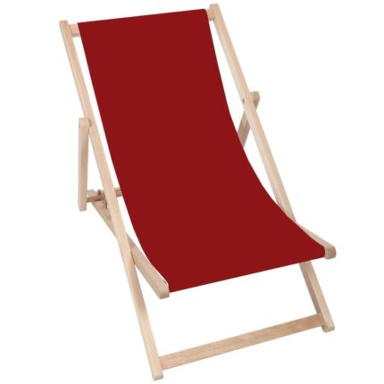 Scaun de terasa tip sezlong, Lemn de fag/Poliester, 120 x 58 cm, Rosu