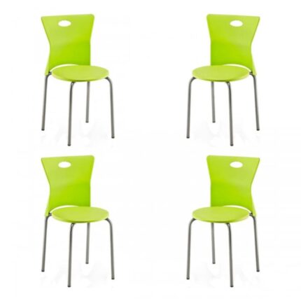 Set 4 scaune polipropilena cu picioare aluminiu RAKI VEGA, 39x39xh79cm, verzi