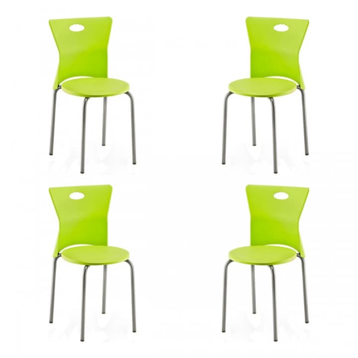 39x39xh79cm Set 4 scaune polipropilena cu picioare aluminiu RAKI VEGA, 39x39xh79cm, verzi