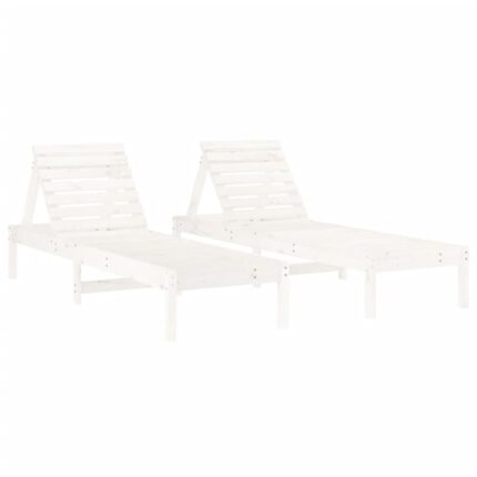 Set Sezlonguri vidaXL, 2 buc., alb, 199, 5x60x74 cm, lemn masiv pin, 29 Kg