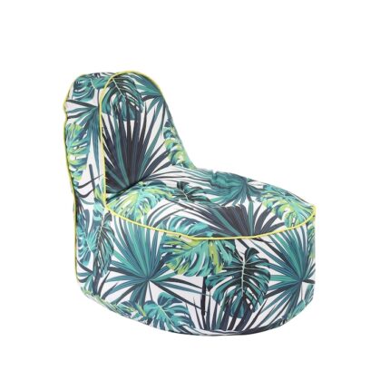 Fotoliu pretabil exterior, Pufrelax OK Junior, impermeabil, imprimat, Frunze Tropicale