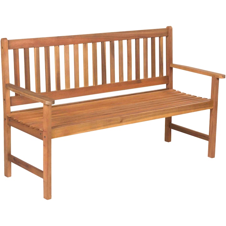 inaltime 90 cm Banca de gradina pentru 3 persoane Fieldmann, 150x61 cm, inaltime 90 cm, lemn tratat de salcam tropical