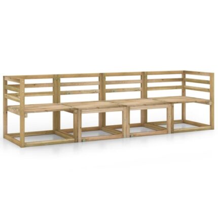 Canapea de gradina cu 4 locuri vidaXL, lemn de pin verde tratat, 64 x 64 x 70 cm, 48.6 kg
