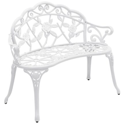 Banca gradina design Vintage, casa.pro, 100 x 54 x 80 cm, fonta, alb