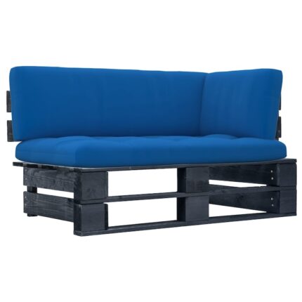 Canapea de colt din paleti de gradina vidaXL, negru lemn pin tratat, 110 x 65 x 55 cm, 15.15 kg