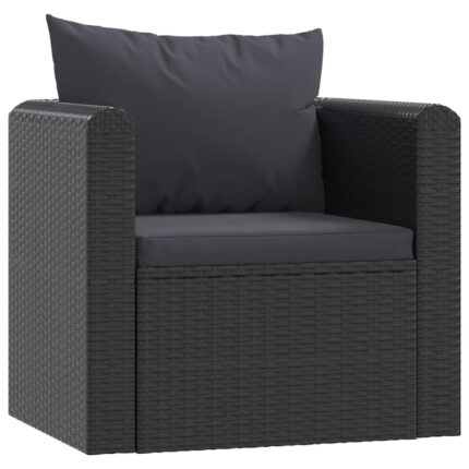 Fotoliu de exterior cu perna vidaXL, Poliratan, 80 x 72 x 63 cm, Negru