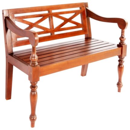 Banca Batavia vidaXL, maro inchis, 98 cm, lemn masiv mahon, 12.4 kg