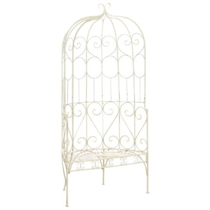Banca de gradina vidaXL, alb vintage, 95 cm, fier, 10.7 kg 45432