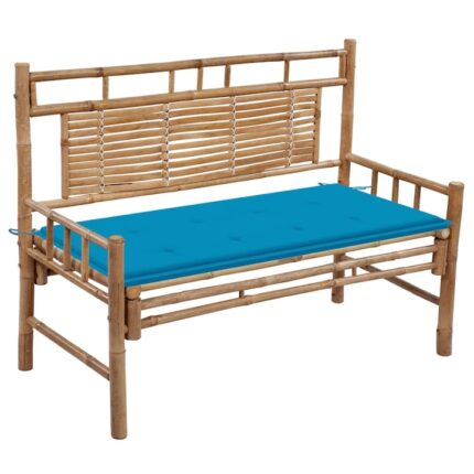 Banca de gradina cu perna vidaXL, 120 cm, bambus, 5.41 kg 3063880