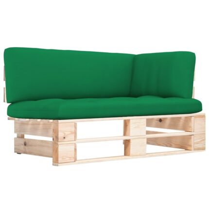 Canapea de gradina din paleti vidaXL, coltar, lemn de pin tratat, 110 x 65 x 55 cm, 15.05 kg 3066606