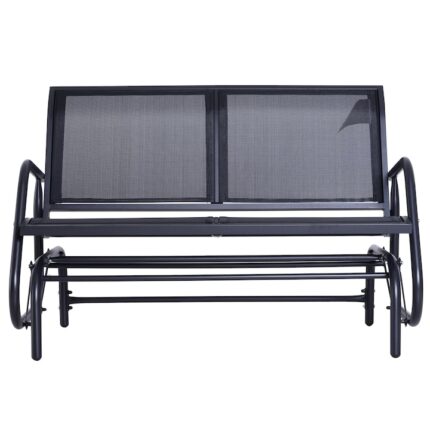Banca balansoar pentru gradina Outsunny, 2 locuri, Metal, Negru