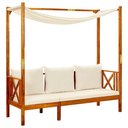 Banca de gradina cu copertina vidaXL, lemn masiv de acacia, 179 x 66 x 180 cm, 29.6 kg
