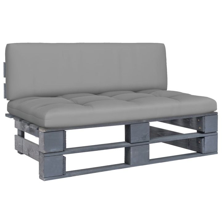 Canapea gradina din paleti de mijloc gri lemn pin impregnate vidaXL, 110 x 65 x 55 cm, 18.63 kg 3066483