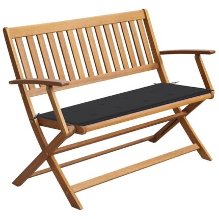 Banca de gradina cu 2 locuri cu perna colorata vidaXL, Lemn de acacia, 120 x 60 x 89 cm, Maro/Gri antracit