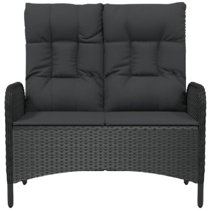 Banca de gradina rabatabila cu perne vidaXL, negru, 107 cm, poliratan, 15 kg