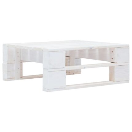Taburet din paleti de gradina vidaXL, alb, lemn, 60 x 60 x 25 cm, 10.1 kg