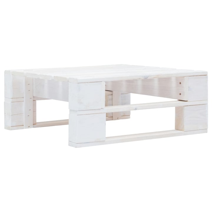 lemn Taburet din paleti de gradina vidaXL, alb, lemn, 60 x 60 x 25 cm, 10.1 kg