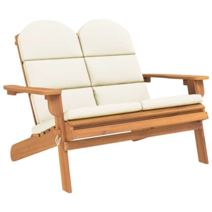 Banca de gradina Adirondack cu perne 126 cm vidaXL, lemn masiv acacia, 16.6 kg