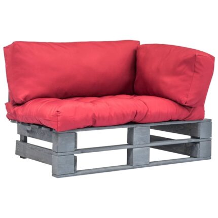Canapea de exterior/gradina, vidaXL, Paleti, 110 x 66 x 65 cm, Rosu