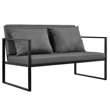 Canapea exterior, casa.pro, 70 x 114 x 60 cm, metal/poliester, negru/gri inchis
