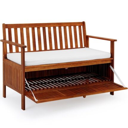 Bancuta Ego-Corfu cu loc de depozitare si perna inclusa, FSC®, Acacia, Gradina, Terasa, 120 cm, Ego