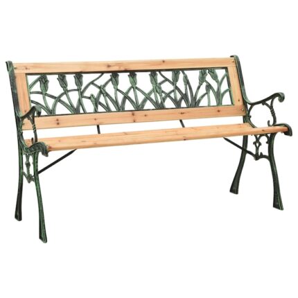 Banca de gradina vidaXL, 122 cm, fonta si lemn masiv de brad, 11.65 kg 312031