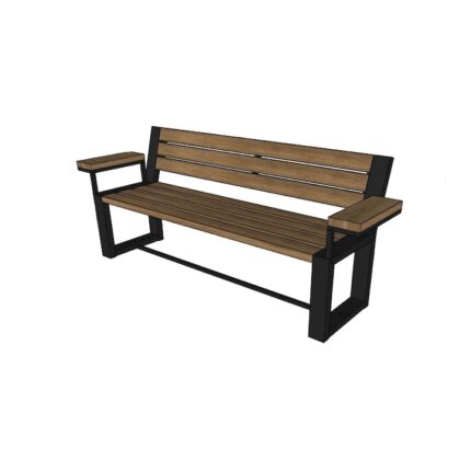 Banca GEPPETTO'S, M-06, metal, scandura de pin, 1.6 m lungime