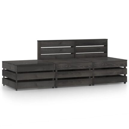 Set mobilier de gradina vidaXL, 3 piese, gri, lemn de pin tratat, 60 x 70 x 66 cm, 24.07 kg