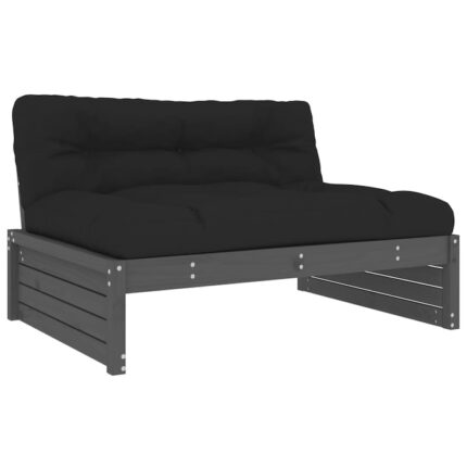 Canapea de mijloc vidaXL, gri, lemn masiv de pin, 21.6 Kg, 120 x 84 x 70 cm
