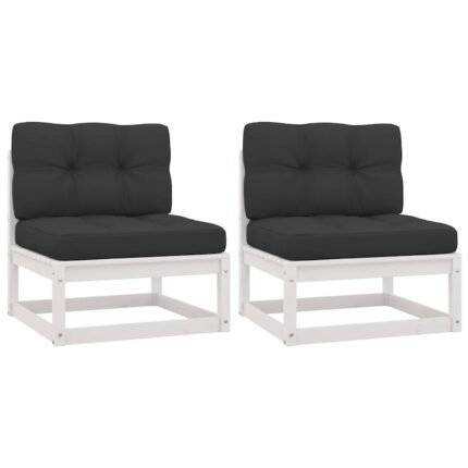 Set canapele de mijloc gradina perne antracit vidaXL, 2 buc. lemn de pin, 70 x 70 x 67 cm, 22.08 kg 805736