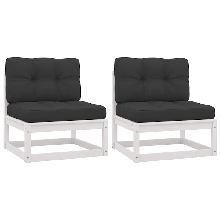 70 x 70 x 67 cm Set canapele de mijloc gradina perne antracit vidaXL, 2 buc. lemn de pin, 70 x 70 x 67 cm, 22.08 kg 805736