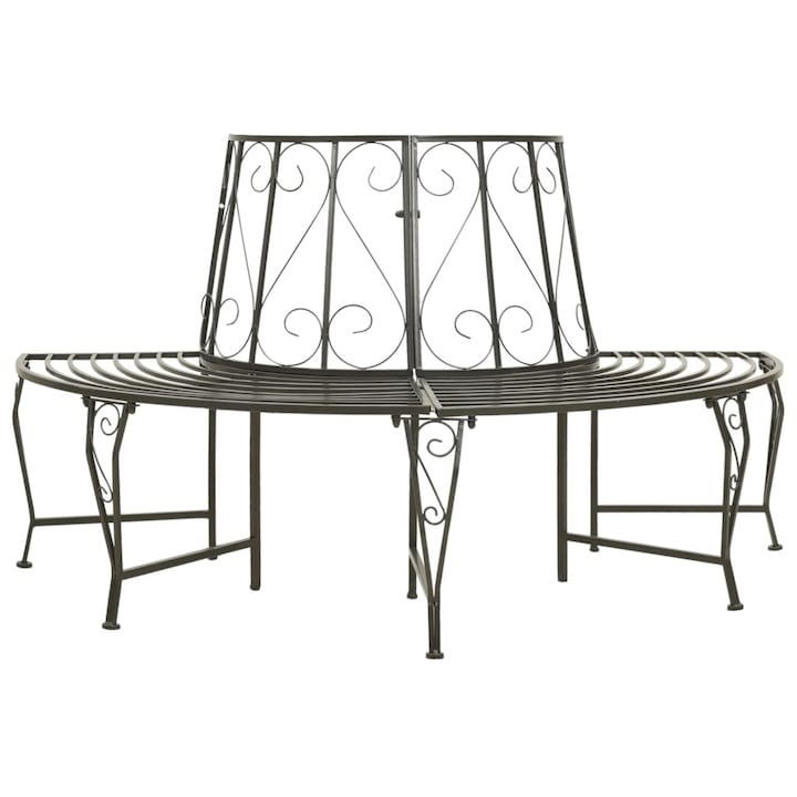 Banca de copac semicirculara pentru gradina vidaXL, 160 cm, otel, 9.4 kg