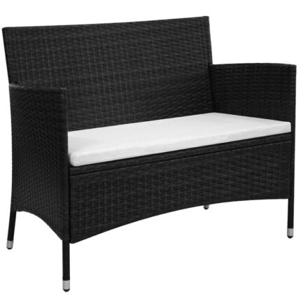 Banca de gradina vidaXL, negru, 90 cm, poliratan