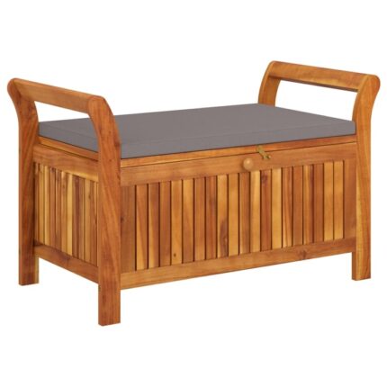 Banca depozitare gradina vidaXL, cu perna, 91 cm, lemn masiv de acacia, 13.58 kg