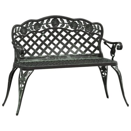 Banca de gradina vidaXL, verde, 108 cm, aluminiu turnat, 10.6 kg