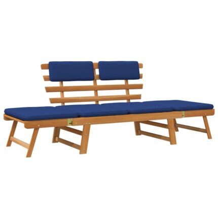 Banca de gradina, VidaXL, Cu perne 2-in-1, 190 cm, Lemn masiv de acacia