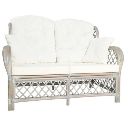 Canapea de 2 locuri vidaXL, gri, ratan, 125 x 50 x 90 cm, 20.06 kg
