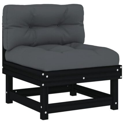 Canapea de mijloc cu perne vidaXL, negru, lemn masiv de pin, 9.25 Kg, 61 x 60.5 x 62 cm