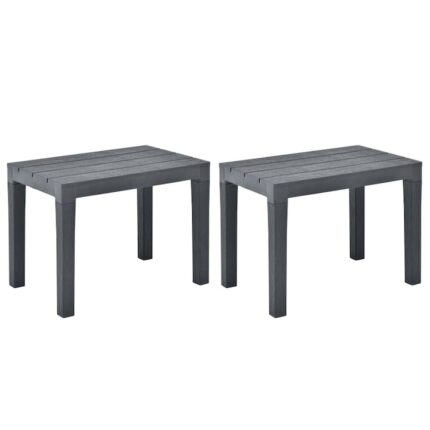 Set banci de gradina vidaXL, 2 buc., antracit, plastic, 60 x 38.5 x 45 cm, 5.8 kg