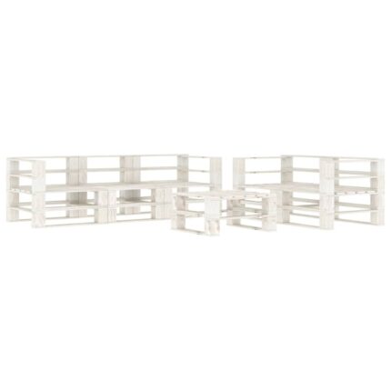 Set 6 piese mobilier de gradina din paleti, Zakito Europe, Lemn de pin, 70x67.5x60.8cm, Alb