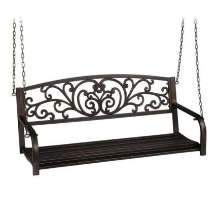 Banca balansoar Relaxdays, din metal, maro 190 x 133 x 55 cm