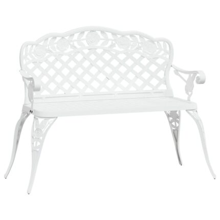 Banca de gradina vidaXL, alb, 108 cm, aluminiu turnat, 10.6 kg