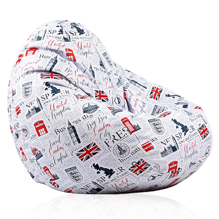 impermeabil Fotoliu pretabil exterior, Pufrelax Nirvana Grande, impermeabil, imprimat, Good Old News