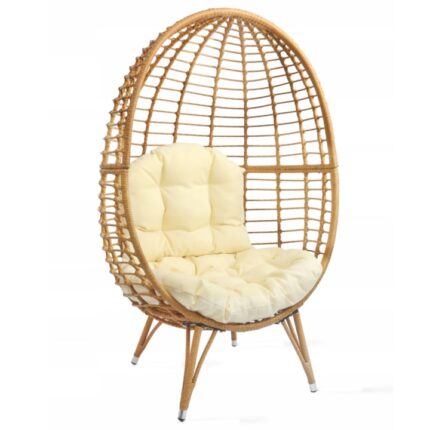 Fotoliu Ego-Atlas pentru terasa sau gradina, design Boho, poliratan, Natur, Bej