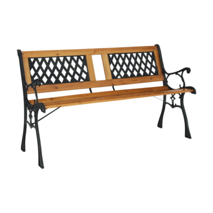 Banca de gradina din fier negru si lemn natur JADARA 126x52x73 cm