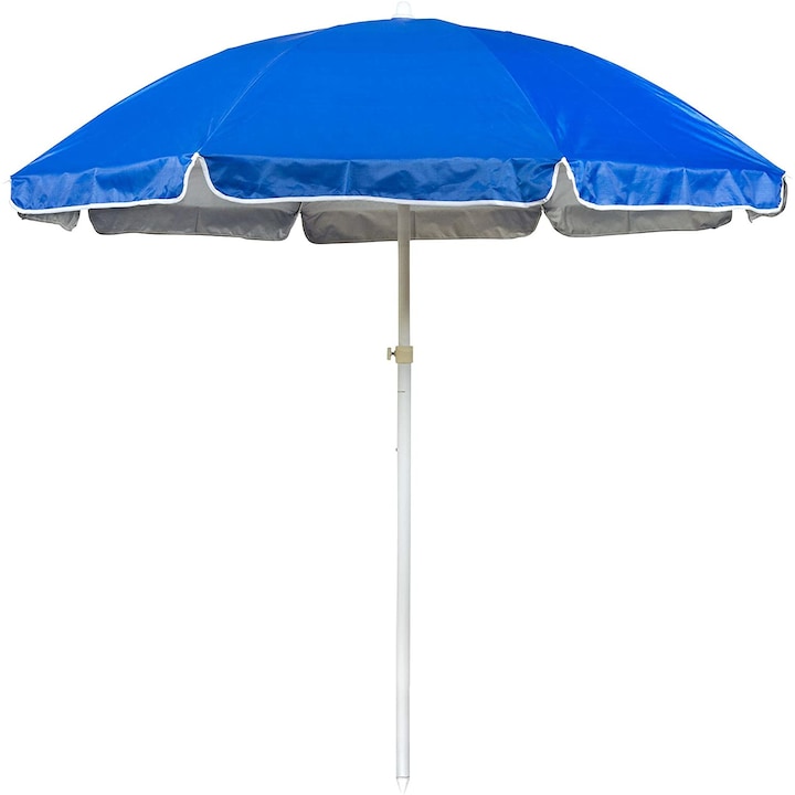 Umbrela pentru plaja, Zola®, albastra cu aluminiu, diametru 200 cm